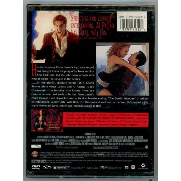 DEVIL'S ADVOCATE SPECIAL EDITION DVD, Keanu Reeves & Al Pacino, "...great, wily - Picture 2 of 2